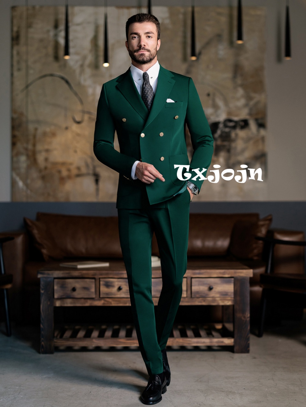 Men Formal Wear Pants - Grüner Formeller Slim-Fit Anzug für Herren,