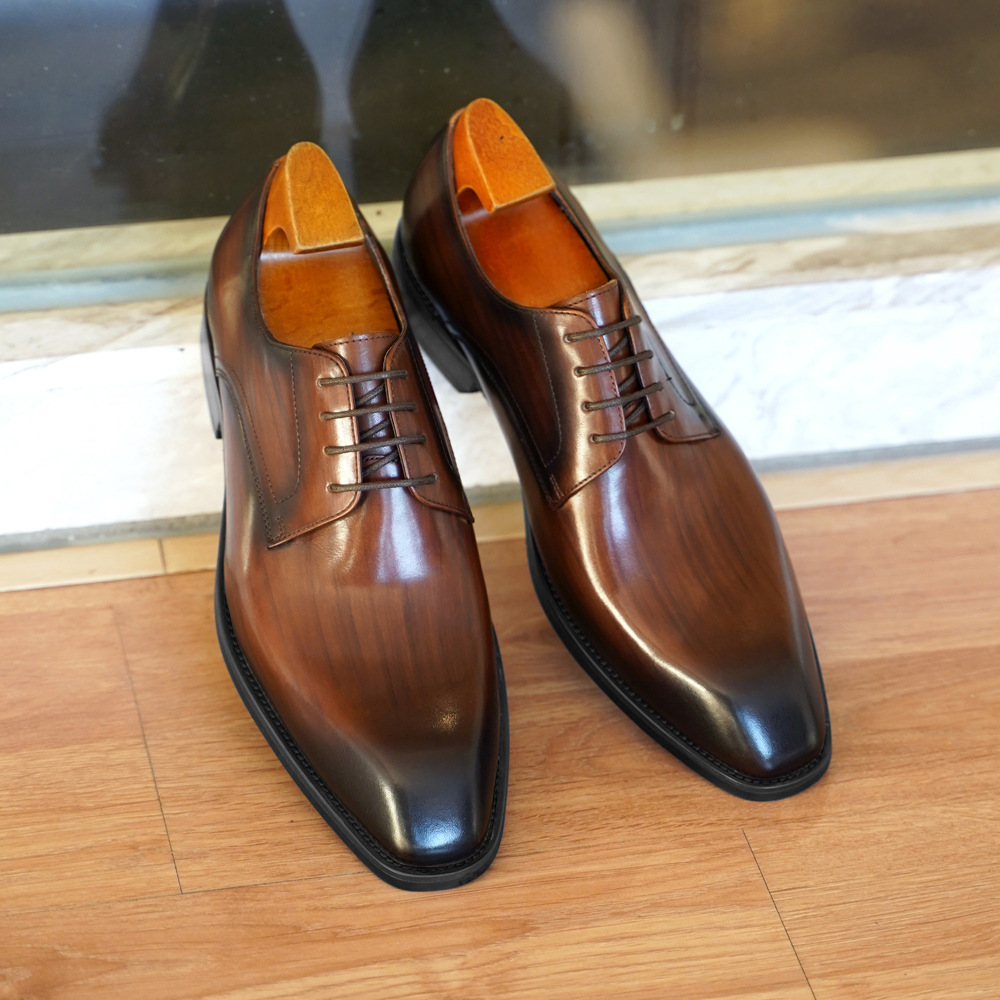 Men Formal Wear Office - Herren Business Casual Schuhe Distressed Holzmaserung