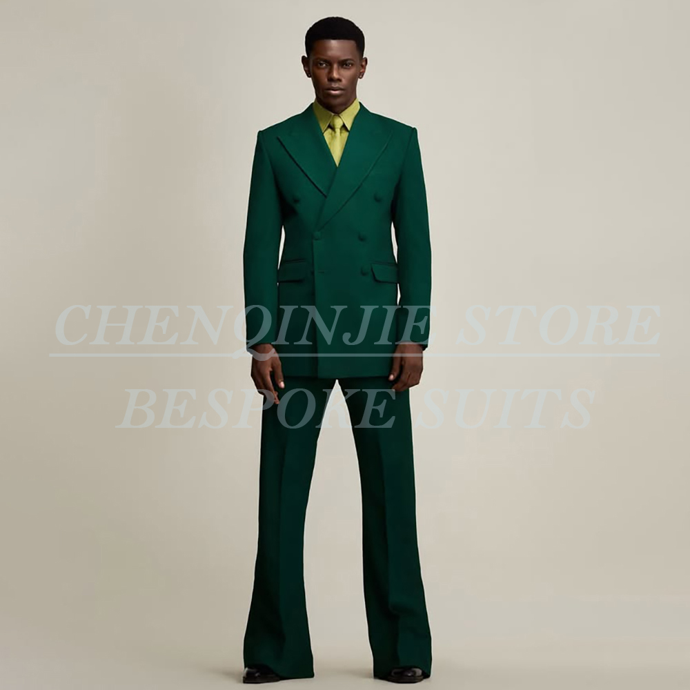 Men Formal Wear Pants - Luxuriöse Grüne Herrenanzüge Formelle Hochzeitsanzüge Doppelreihiger