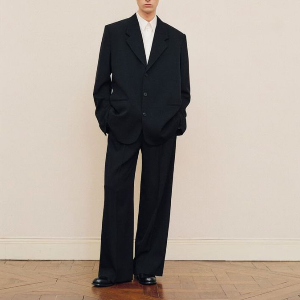 Men Formal Wear Pants - Schwarzes, übergroßes Anzugset für Herren, einreihig,