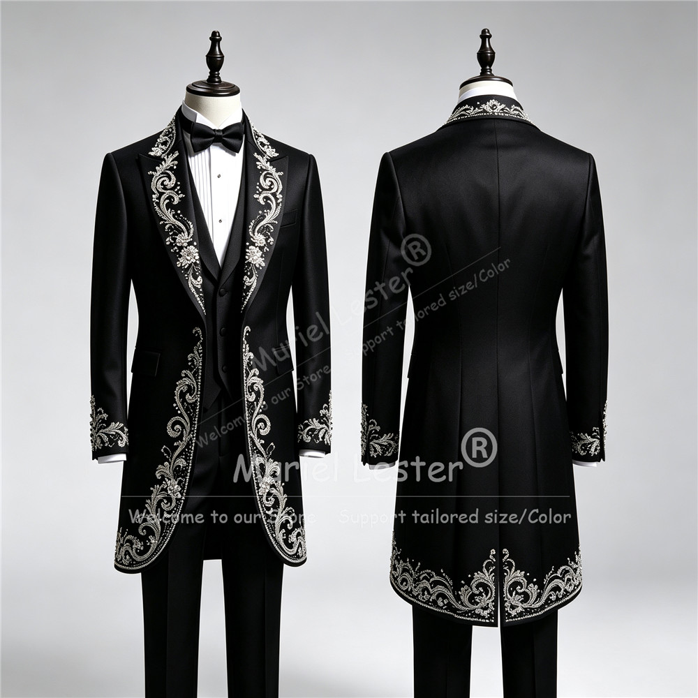 Men Formal Wear Pants - Luxuriöser Herren-Hochzeitsanzug, Maßgeschneidert mit Funkelnden Kristallen