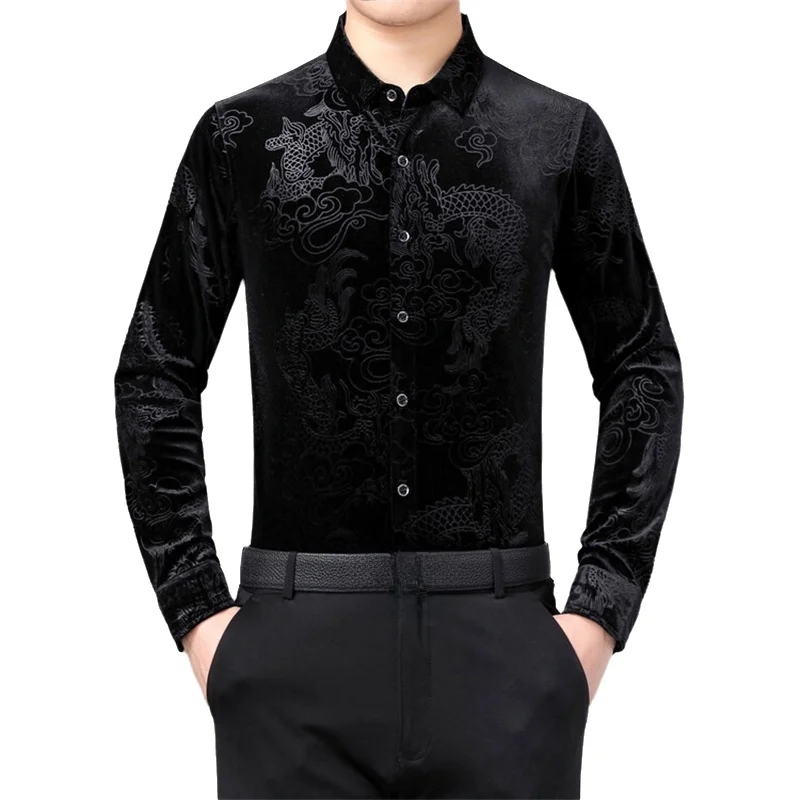 Herren-Langarmhemd mit chinesi – Men Formal Party Wear Shirt Bewertung und Preis