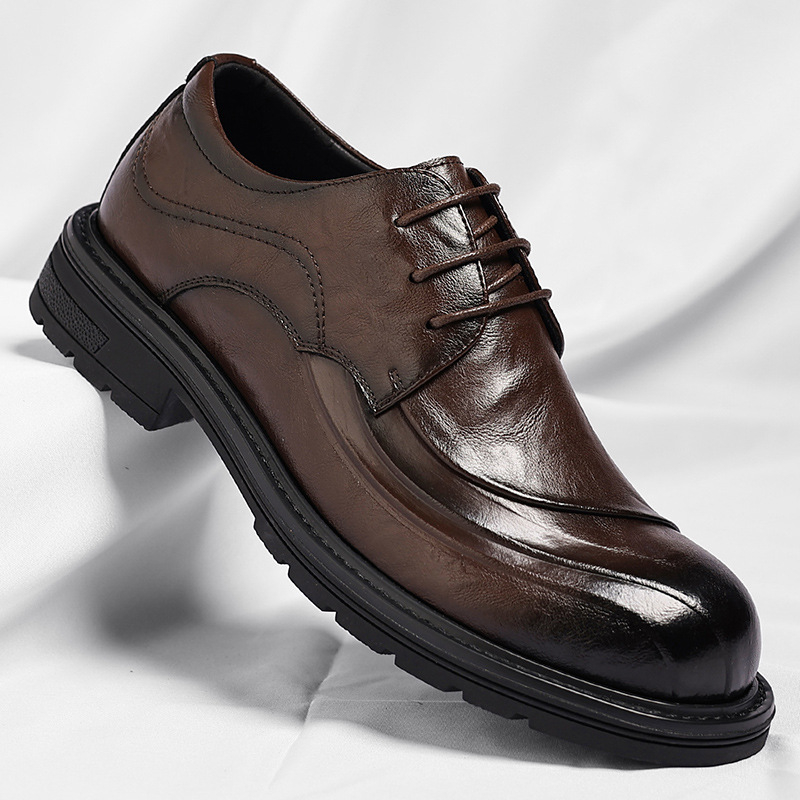 Braune, glänzende, echte Leder – Men Formal Wear Fashion Bewertung und Preis