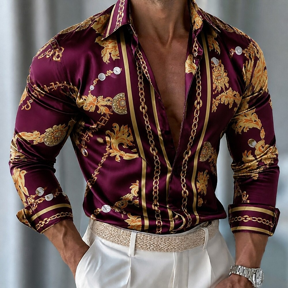 Herrenhemd aus Satin mit Blume – Men Formal Party Wear Shirt Bewertung und Preis