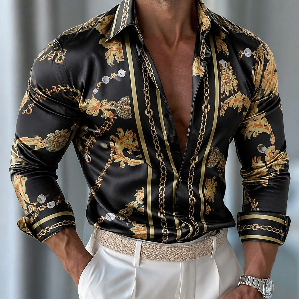 Herrenhemd aus Satin mit Blume – Men Formal Party Wear Shirt Bewertung und Preis