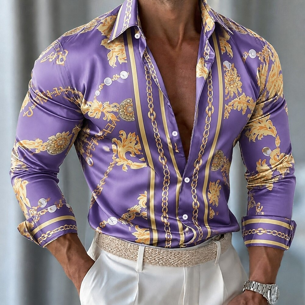 Herrenhemd aus Satin mit Blume – Men Formal Party Wear Shirt Bewertung und Preis