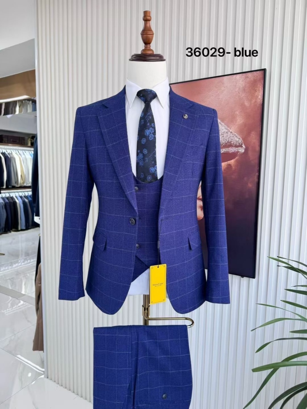 Kariertes Herrenanzug-Set, 3-t – Men Formal Wear Sale Bewertung und Preis